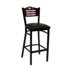 Thumbnail image #1 for ATSMFG ATS AT&S-77B-BS MFG Armless Bar Stool with Wood Strip Back, Circle Cutout, Metal Tube Frame and Footrest