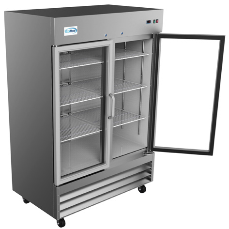 Product image #9 for KoolMore 54-Inch Two-Section Glass Door Reach-In Refrigerator, 47 Cu. Ft., Bottom-Mount Self-Contained, Stainless Steel