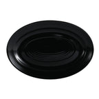 Thumbnail image #1 for CAC China Tango TG-14-BLK Porcelain Platter, 13-5/8 x 9-3/8 x 1-1/2 in, Oval, Embossed Rim, Black 1 Dozen