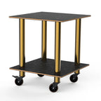 Thumbnail image #1 for Steelite International Mogogo, Modular MGCMDX03MBXW 2-Tier Square Modular Serving Table, Laminate Top, Casters, 29-1/2" x 29-1/2" x 35"H