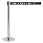Thumbnail image #1 for AARCO Products Form-A-Line HS-7PBK Portable Crowd Control Barrier, 40"H, 7' Retractable Black Belt, Satin Chrome Finish