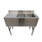 Thumbnail image #1 for NBR Equipment UW-3-101410-48L Three-Compartment Stainless Steel Underbar Sink with Left Drainboard, 48"W x 18-1/4"D