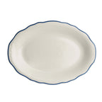 Thumbnail image #1 for Steelite International HL Ivory HL52763929 Oval China Platter, 12.625 x 9.75 in, Carolyn Styleline Blue, Scalloped Edge 1 Dozen