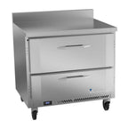 Thumbnail image #1 for Victory Refrigeration VWRD36HC-2 36-Inch One-Section Worktop Refrigerator with 2 Drawers, Stainless Steel Top, Front & Sides