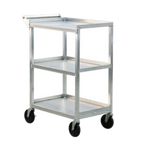 Thumbnail image #1 for New Age 1440 Aluminum 3-Shelf Bussing Cart with Solid Shelves, Push Handle, 350 lb Capacity