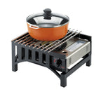Thumbnail image #1 for Cal-Mil Mission 1363-13 Cook-n-Serve Butane Stove Frame with Grate, Bridge Style, Black, 14"W x 12"D x 7"H