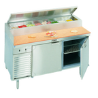 Thumbnail image #1 for La Rosa Refrigeration L-14162-28 Refrigerated Pizza Prep Table, 2-Section, 2-Door, 62"W, Stainless Steel, Self-Contained