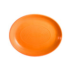 Thumbnail image #1 for CAC China TG-13C-TNG Porcelain Oval Platter with Embossed Rim, Tangerine, 11-1/2" x 9-1/4" x 1-1/2" 1 Dozen