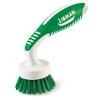 Thumbnail image #1 for Libman Commercial 42 Curved Kitchen Cleaning Brush, 7 in, 2 in Round Head, Green/White PET Bristles, Plastic Handle Case of 6