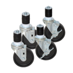 Thumbnail image #1 for Component Hardware CSTPK-5PES 5" Polyolefin Stem Caster 4-Pack, Swivel, 2 Brakes, 250 lb Capacity Each