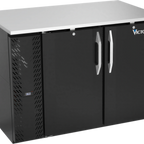 Thumbnail image #1 for Victory Refrigeration VBB48HC-B 48-Inch Two-Section Back Bar Refrigerator, 2 Solid Doors, Stainless Steel Top, Black Exterior