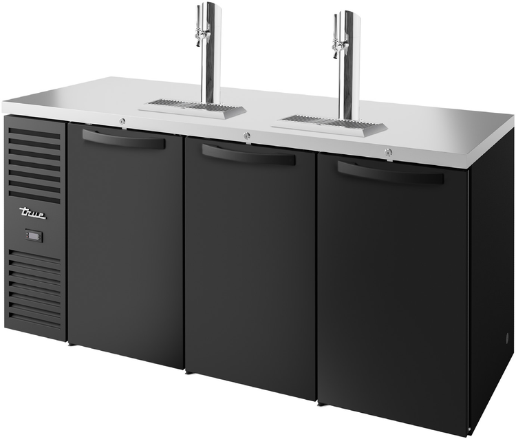 Product image #5 for Three-Section Refrigerated Draft Bar Cooler with 2 Beer Columns, 84-Inch, Stainless Steel Top, Black Exterior