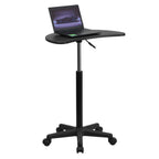Thumbnail image #1 for Flash Furniture NAN-JN-2792-GG Mobile Laptop Computer Desk, Adjustable Height, Half-Moon Cutout, Black Laminate Top