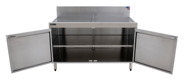 Product image #5 for Perlick Top Shelf 48-Inch Full-Depth Underbar Storage Cabinet with Drainboard Top and 6-Inch Backsplash