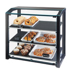 Thumbnail image #1 for Cal-Mil 3493-13S 3-Tier Self-Service Pastry Display Case, Clear Acrylic, Black Metal Frame, 2 Hinged Front Doors, 20"W x 15-1/2"D x 21"H