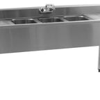 Thumbnail image #6 for Eagle Group 1800 Series B5C-18 Three-Compartment Underbar Sink with Left and Right Drainboards, 60-Inch 304 Stainless Steel