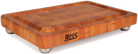 Product image #2 for Boos Block End Grain American Cherry Cutting Board with Juice Groove and Stainless Steel Bun Feet, 18 x 12 x 1-3/4 Inch