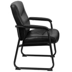 Thumbnail image #2 for Flash Furniture Hercules GO-2136-GG Big & Tall Upholstered Executive Side Chair, Padded Arms, Sled Base, Black