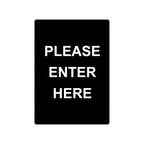 Thumbnail image #1 for CAC China CCSN-ET1 Double-Sided "Please Enter Here" Stanchion Sign, White-on-Black Case of 36
