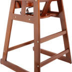 Thumbnail image #1 for G.E.T. HC-100-MOD-W2-KD-P Commercial Hardwood High Chair, Walnut Finish, 3-Point Strap Harness, Permanent Center T-Bar Case of 60