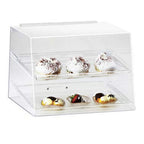 Thumbnail image #1 for Cal-Mil Classic 254 2-Tier Acrylic Countertop Pastry Display Case, Slant Front, Rear Door, 15"W x 13"D x 11"H