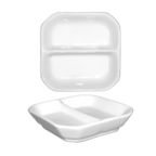 Thumbnail image #1 for International Tableware FA2-5 2-Compartment Square Porcelain Sauce Dish, 5" Case of 3 Dozen