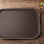 Thumbnail image #2 for New Star Foodservice Inc. 24883 Non-Slip Plastic Serving Tray, Rectangular, Brown, 10" x 14" Case of 12