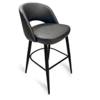 Thumbnail image #1 for JustChair Manufacturing U12830-GR1 Upholstered Bar Stool with Contour Back, Padded Seat, Black Steel Legs and Footrest