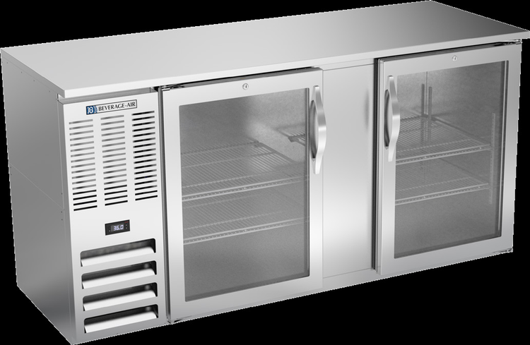Product image #2 for Beverage Air 68-Inch Two-Section Glass Door Back Bar Cooler with Stainless Steel Top