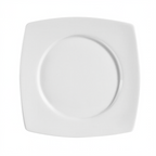 Thumbnail image #1 for CAC China Clinton RCN-SQ21 11-7/8" Square Porcelain Plate, Round-in-Square Design 1 Dozen