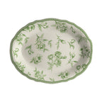 Thumbnail image #1 for Steelite International HL Ivory HL52563885 Oval China Platter, 10" x 7.75", Scalloped Edge, Marisa Green Case of 2 Dozen