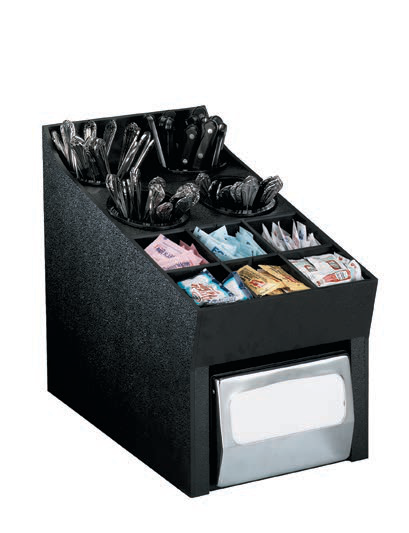 Product image #5 for Dispense-Rite Countertop Silverware, Condiment, and Napkin Organizer with Flatware Holders, Black Polystyrene