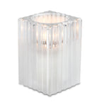 Thumbnail image #1 for Sterno Classic Elegance 80188 Square Ribbed Glass Candle Lamp, Frost/Clear Two-Tone, 4-1/2 in H x 3 in Dia.