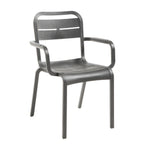 Thumbnail image #1 for Grosfillex Cannes UT115002 Indoor/Outdoor Stacking Armchair, Charcoal, Slotted Resin Back and Resin Seat/Frame Case of 16