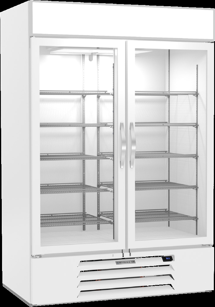 Product image #5 for Beverage-Air MarketMax IQ 52-Inch White Reach-In 2-Section Glass Door Refrigerated Merchandiser with Electronic Smart Lock