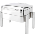 Thumbnail image #1 for Eastern Tabletop Jazz 3977S Square Stainless Steel Chafer, 4 qt, Hinged Cover, Canned/Electric Heat