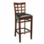 Thumbnail image #1 for JustChair Manufacturing W27130-PS Commercial Bar Stool, Armless Grid Back, Upholstered Seat, Wood Frame, Footrest