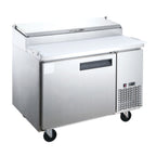 Thumbnail image #1 for Dukers Appliance Co., USA Ltd. DPP44 Pizza Prep Table, 1-Section, 44"W, 1-Door, Stainless Steel, Self-Contained Side-Mount Refrigeration