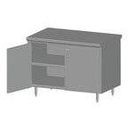 Thumbnail image #1 for SPG International Universal Stainless 5CBT-30HD Enclosed Stainless Steel Work Table with Hinged Doors, 60"W x 30"D, 16-Gauge 300 Series Top