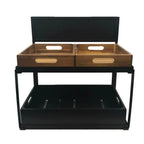 Thumbnail image #1 for TableCraft Products 11000 2-Tier Rectangular Metal Buffet Display Stand with Removable Chalkboard Panel, Black, 21.5"W x 13.5"D x 22.25"H
