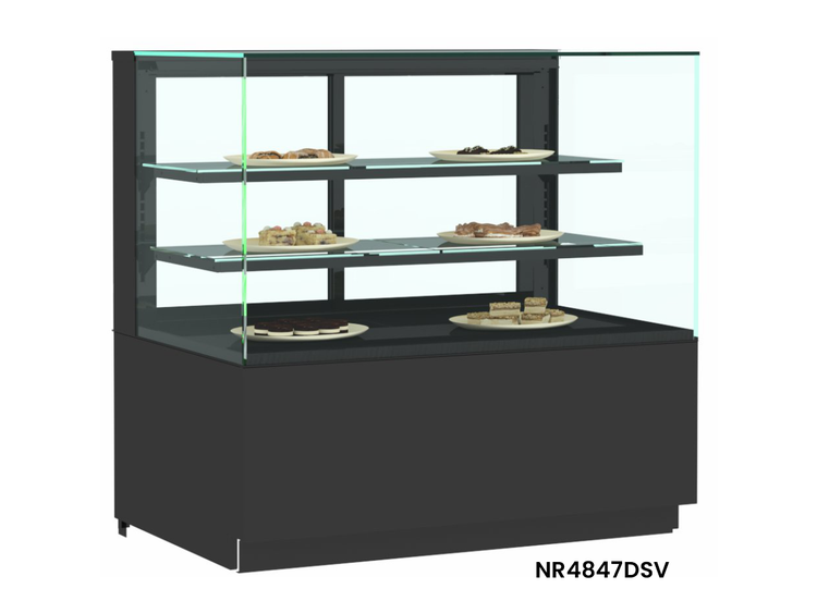 Product image #5 for Structural Concepts Reveal® Freestanding Non-Refrigerated Pastry Display Case with LED Lighting and Rear Sliding Doors