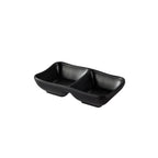 Thumbnail image #1 for CAC China XCND-2-5MK 2-Compartment Melamine Dish, 3 oz, 5" Rectangular, Matte Black Case of 4 Dozen