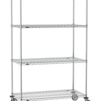 Thumbnail image #1 for Metro Super Erecta SE-2160C-80-M4 Mobile Chrome Wire Shelving Unit, 60"W x 21"D x 80"H, 5 Shelves, 4 Posts