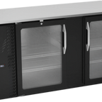 Thumbnail image #1 for Victory Refrigeration VBBN68HC-FG-B 68-Inch 2-Door Glass Back Bar Refrigerator, Stainless Steel Top, Black Exterior
