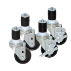 Thumbnail image #1 for Component Hardware CSTPK-3PES Commercial Shelf Caster Pack, 4-Piece, 3-Inch Polyolefin Swivel, 2 Brakes, 250 lb Capacity Each