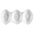 Thumbnail image #1 for CAC China Accessories COL-3 Porcelain Leaf-Shaped 3-Compartment Divided Bowl, 14-3/4 x 7 x 2-1/4 in. 1 Dozen