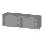Thumbnail image #1 for SPG International Universal Stainless 8CBT-24D Enclosed Stainless Steel Work Table with Sliding Doors, 96"W x 24"D, 16-Gauge 300 Series Stainless Top