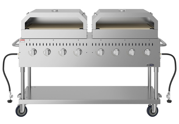 Product image #6 for KoolMore Commercial Outdoor Mobile Charbroiler Grill with Dual 30-Inch Pizza Ovens and 8 Burners