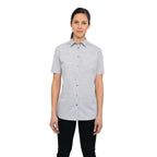Thumbnail image #1 for Chef Works Havana SHC01W-GRY-XS Women's Gray Short-Sleeve Poly/Cotton Cook Shirt, Snap Front, XS