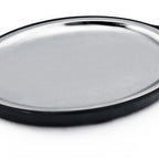 Thumbnail image #1 for New Star Foodservice Inc. 26733 Sizzling Platter Set, 11" Oval Stainless Steel Platter with Black Insulated Holder Case of 12